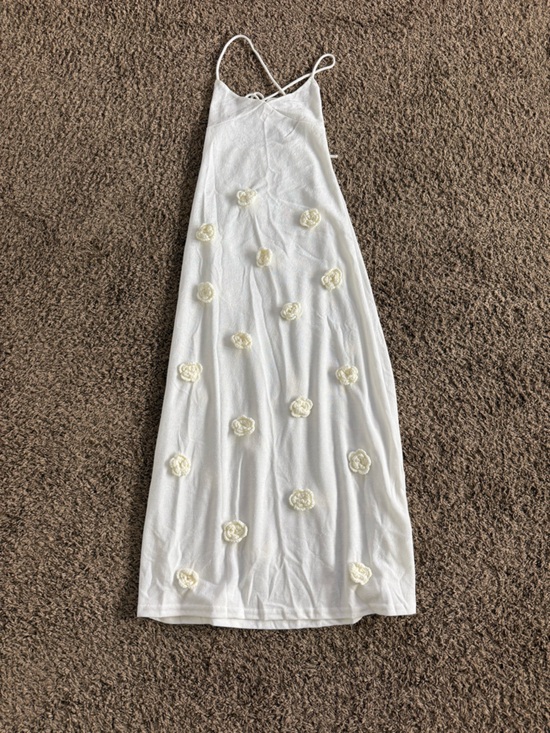 Mother knows Dresses & Skirts - White Maxi Dress with Floral Appliqués